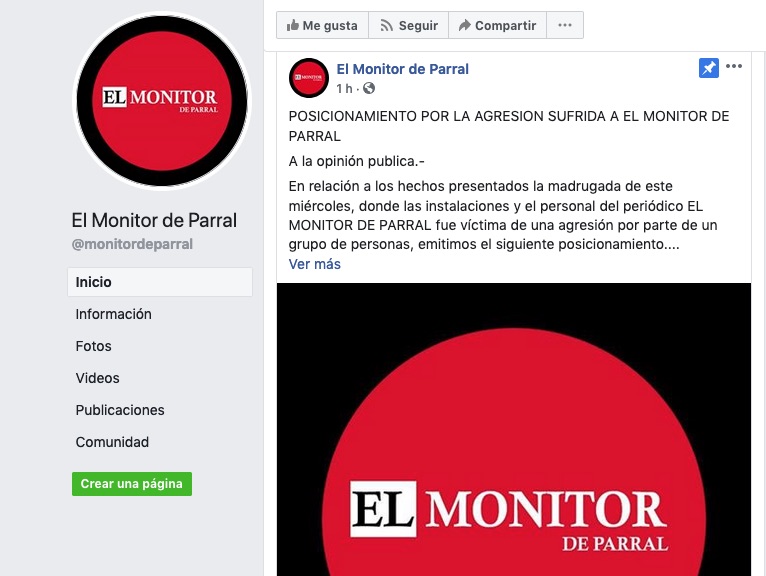 El Monitor de Parral suspende su edición impresa, tras ataques sufridos este miércoles