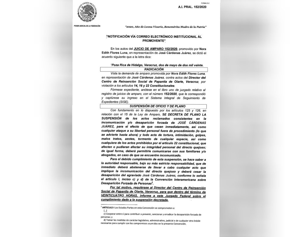 Concede la justicia federal suspensión de plano de actos contra reportero detenido en Papantla