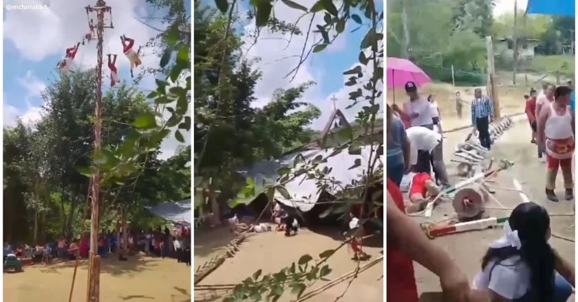 Caen Voladores de Papantla, trasladan a uno vía aérea por graves lesiones