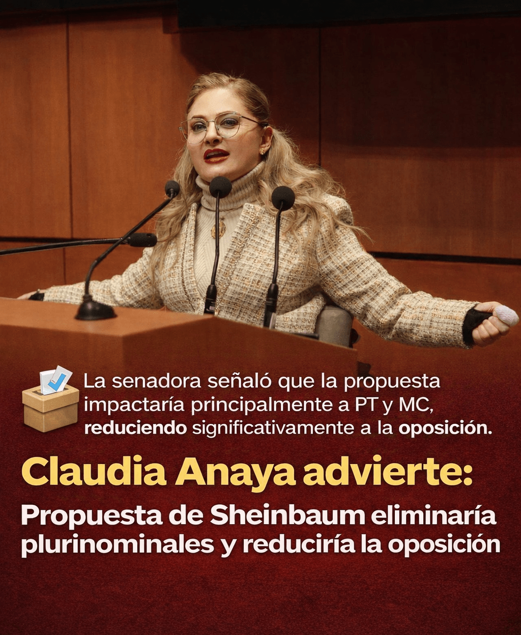 Sin plurinominales ya no habría oposición en el Senado, reconoce legisladora priísta